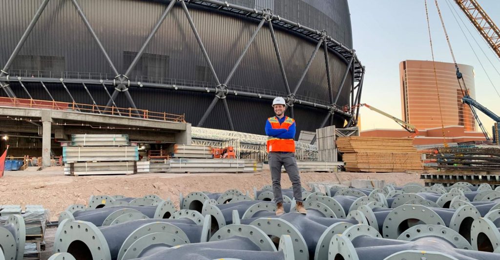 Severud's Stephen Reichwein on construction site at Sphere